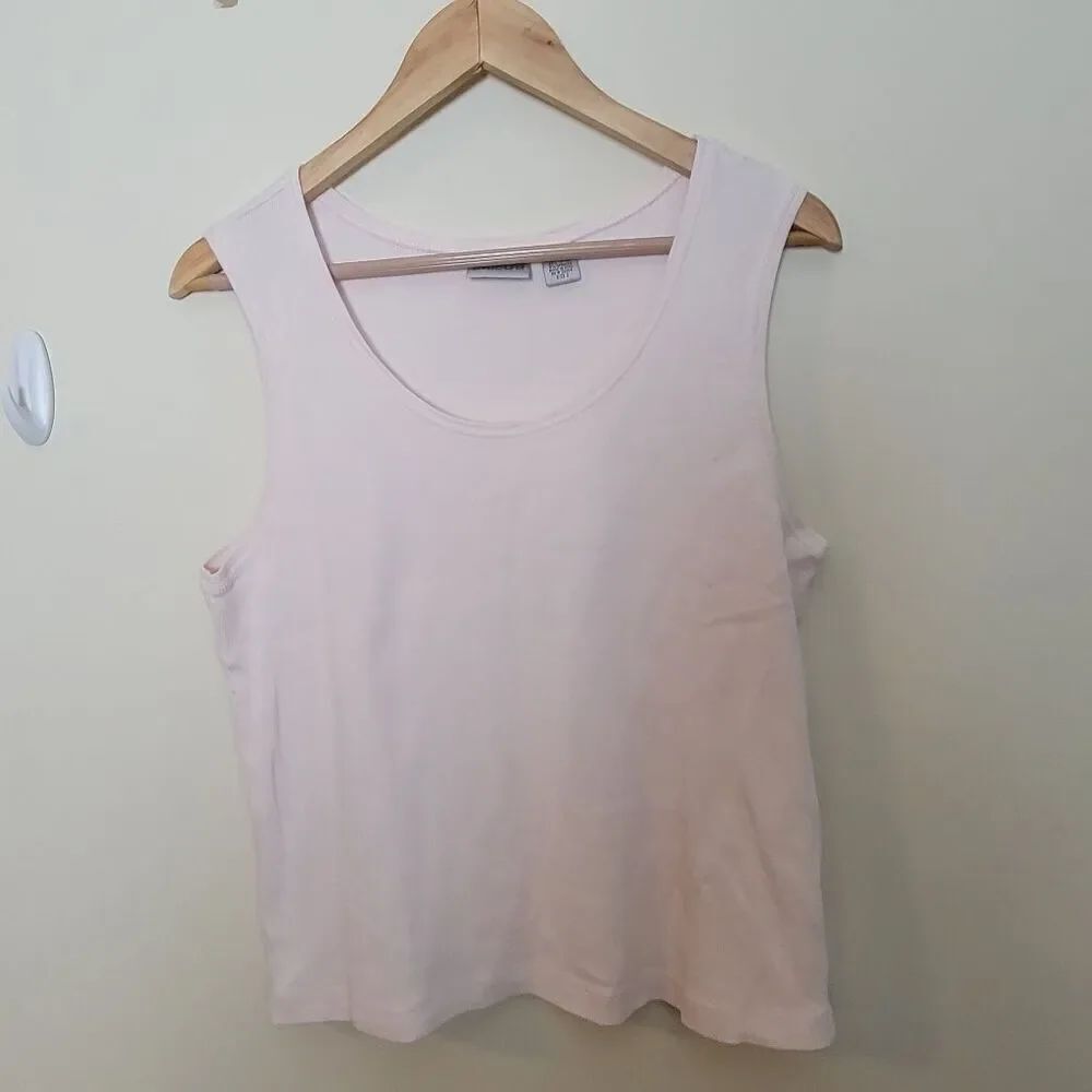 Chicos Light Pink Stretch Ribbed Sleeveless Tank Blouse Size 2/Medium